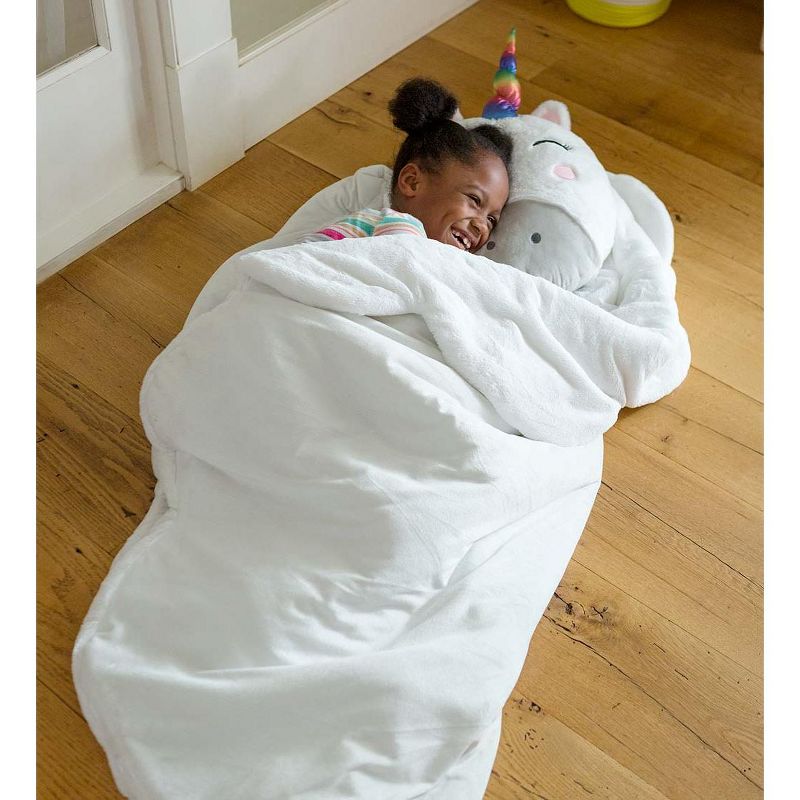 Silky Soft Fleece Unicorn Cloud Snuggle Play Mat with Attached Pillow