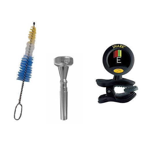 Dizzy Gillespie Elite Series Trumpet Mouthpiece Pack w/Dizzy Gillespie Trumpet Mouthpiece Cleaning Brush + Snark SN8 Super Tight Tuner