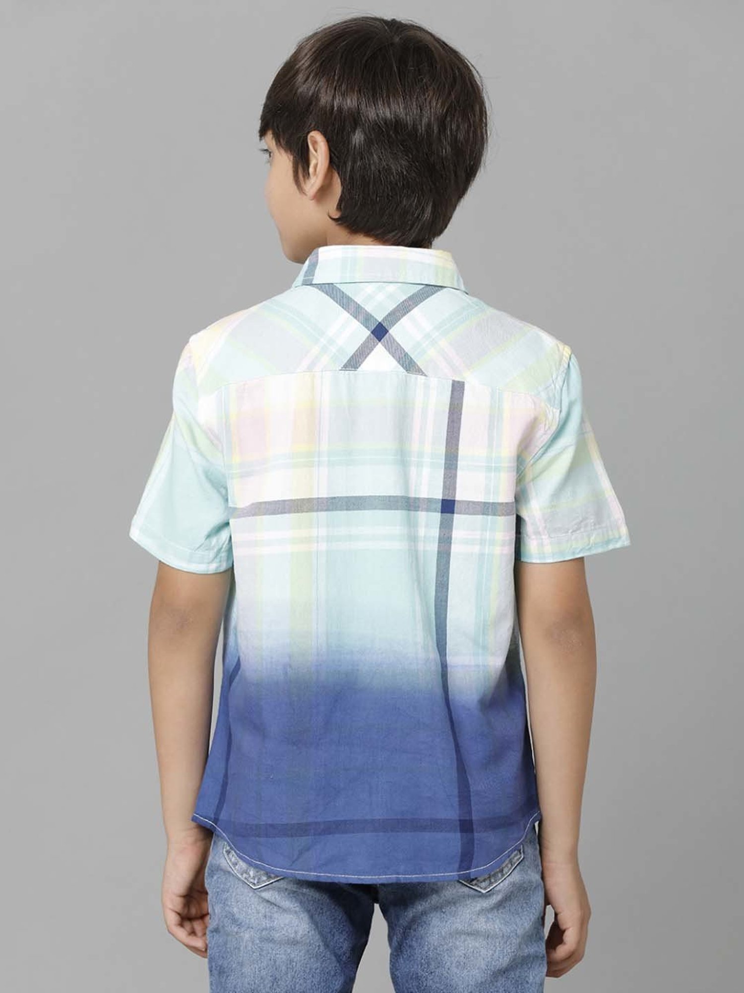 Under Fourteen Only Kids Blue & Pink Cotton Chequered Shirt