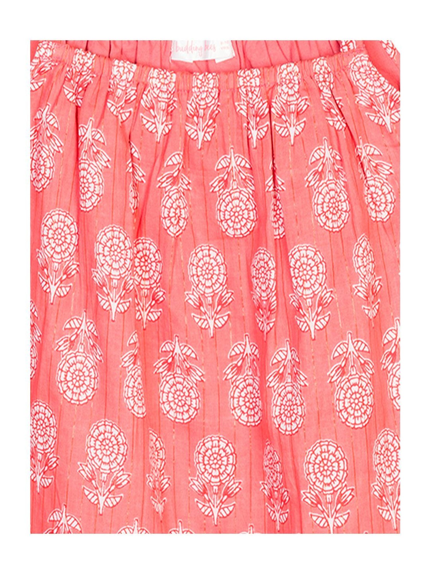 Budding Bees Kids Peach Floral Print Top with Sharara