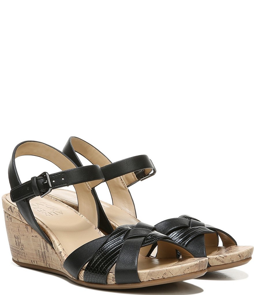 Naturalizer Adelina Snake Print Ankle Strap Wedge Sandals