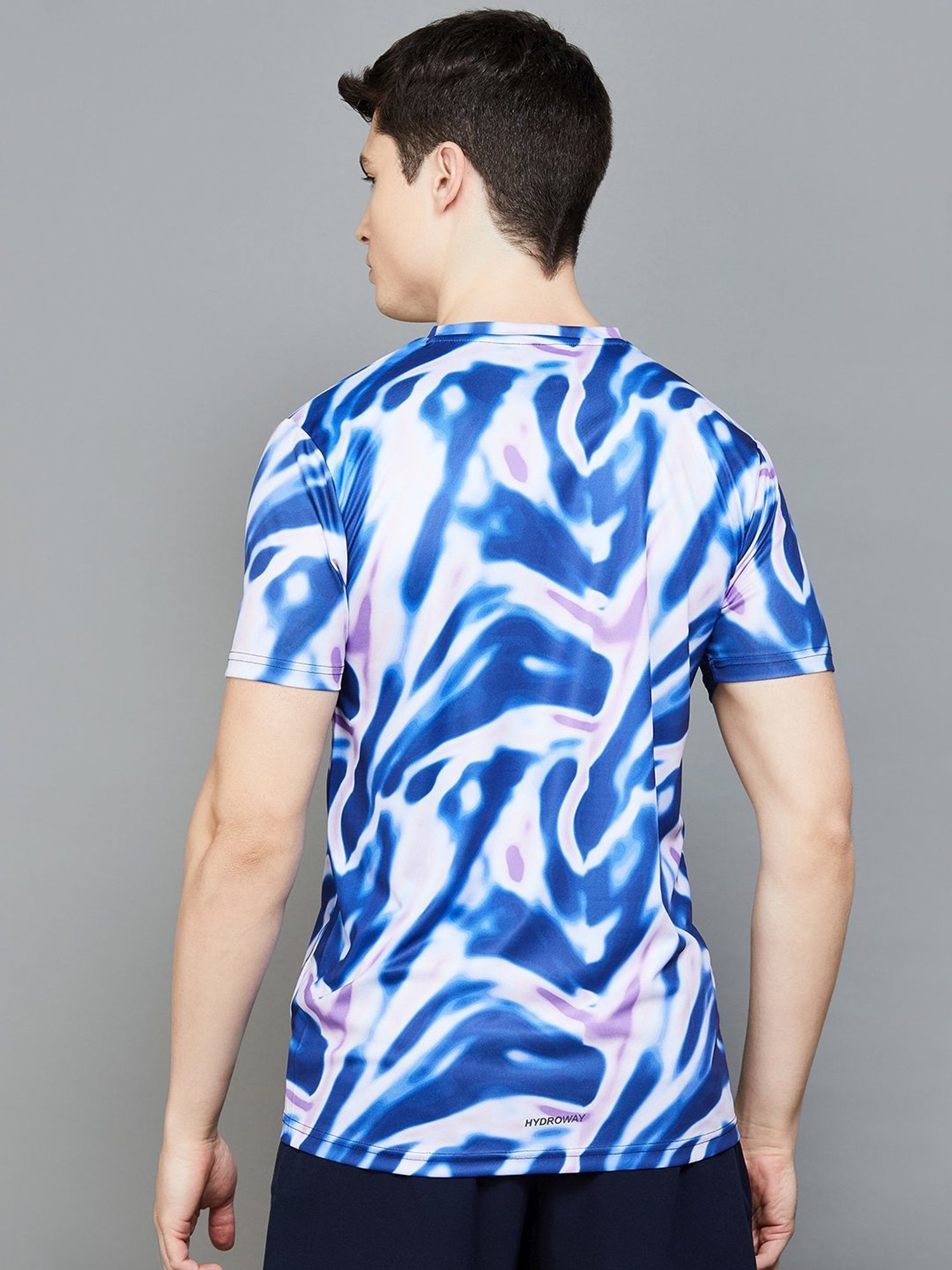 KAPPA Blue Regular Fit Printed Sports T-Shirt