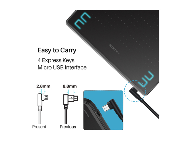 Huion HS64 Digital Graphics Tablets OSU! Drawing Tablet with 8192 Battery-Free Stylus and 4 Express Keys, Ideal Use for Distance Education and Wed Conference