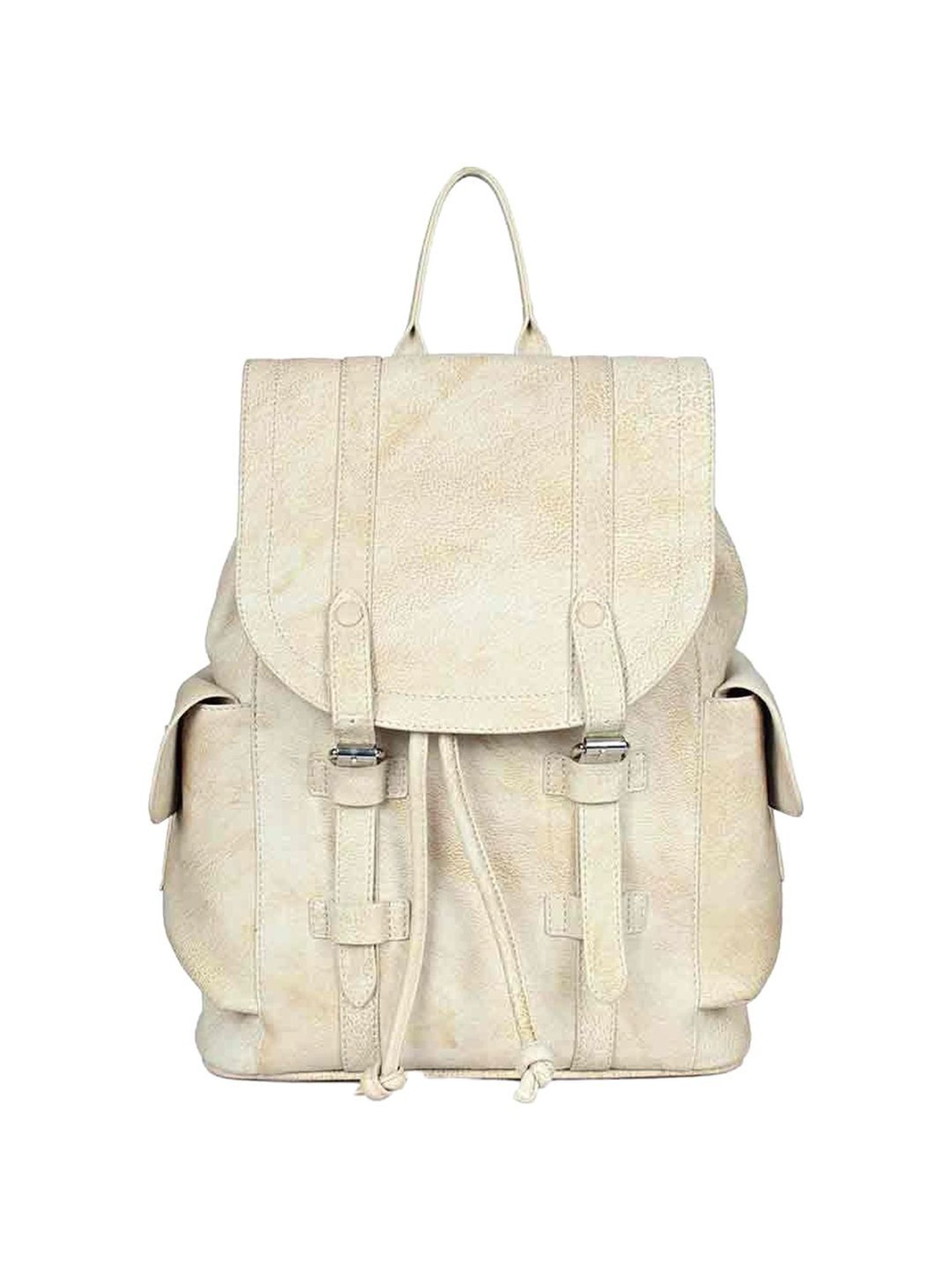 Saint G Beige Leather Medium Backpack