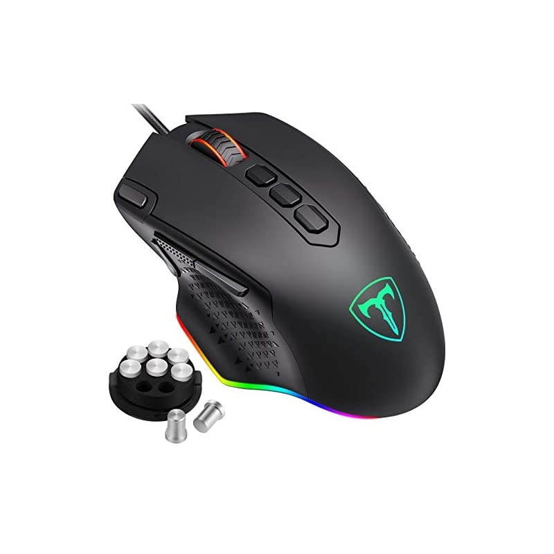 RGB Gaming Mouse Wired Mouse Gaming with Weight Tuning Set in the Mouse with 12000 DPI Fire amp Sniper Button 10 Programmable Buttons