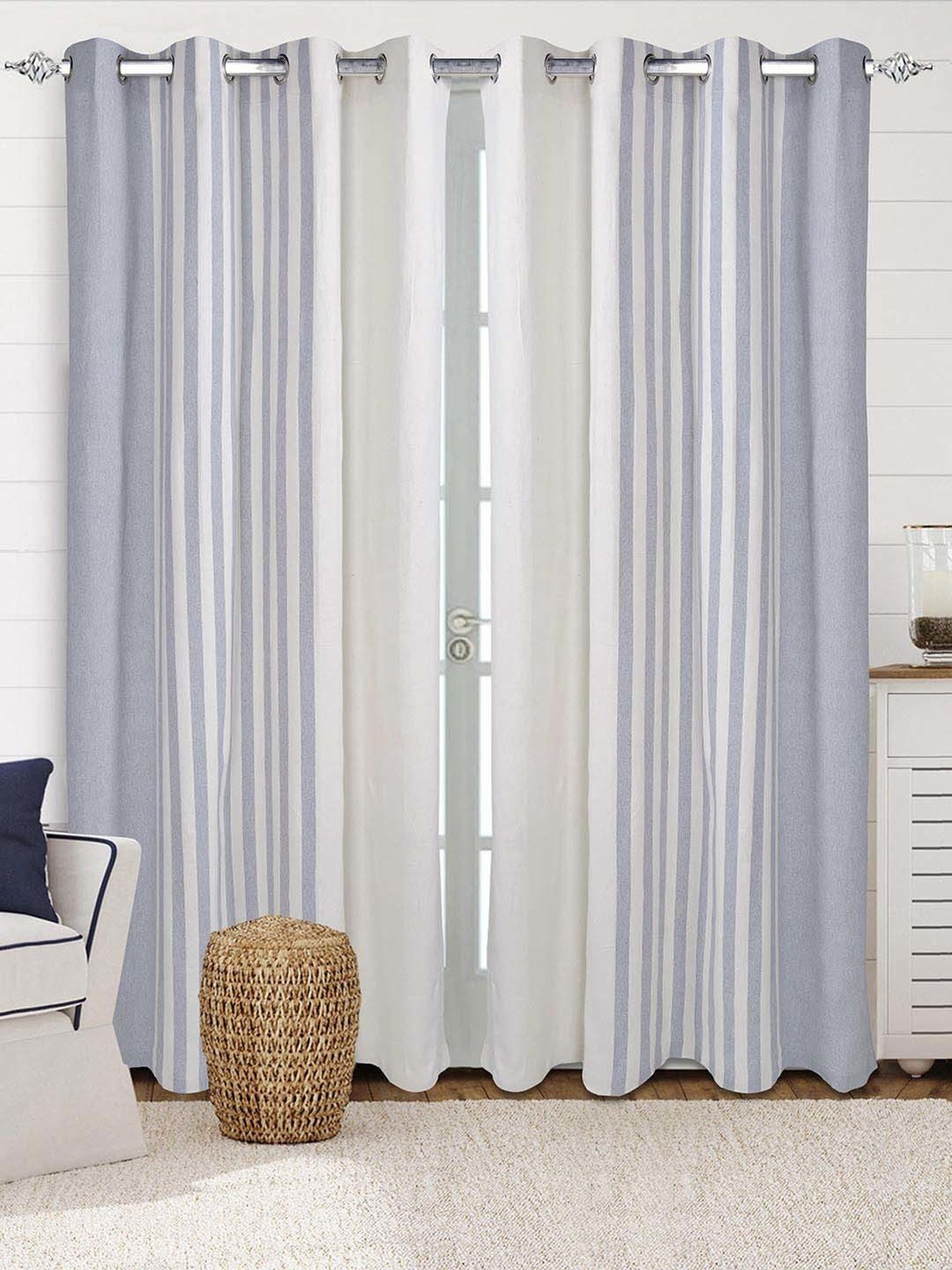 Saralhome Balanced Cotton Door Curtain 1pc, Grey. 4X7 Feet