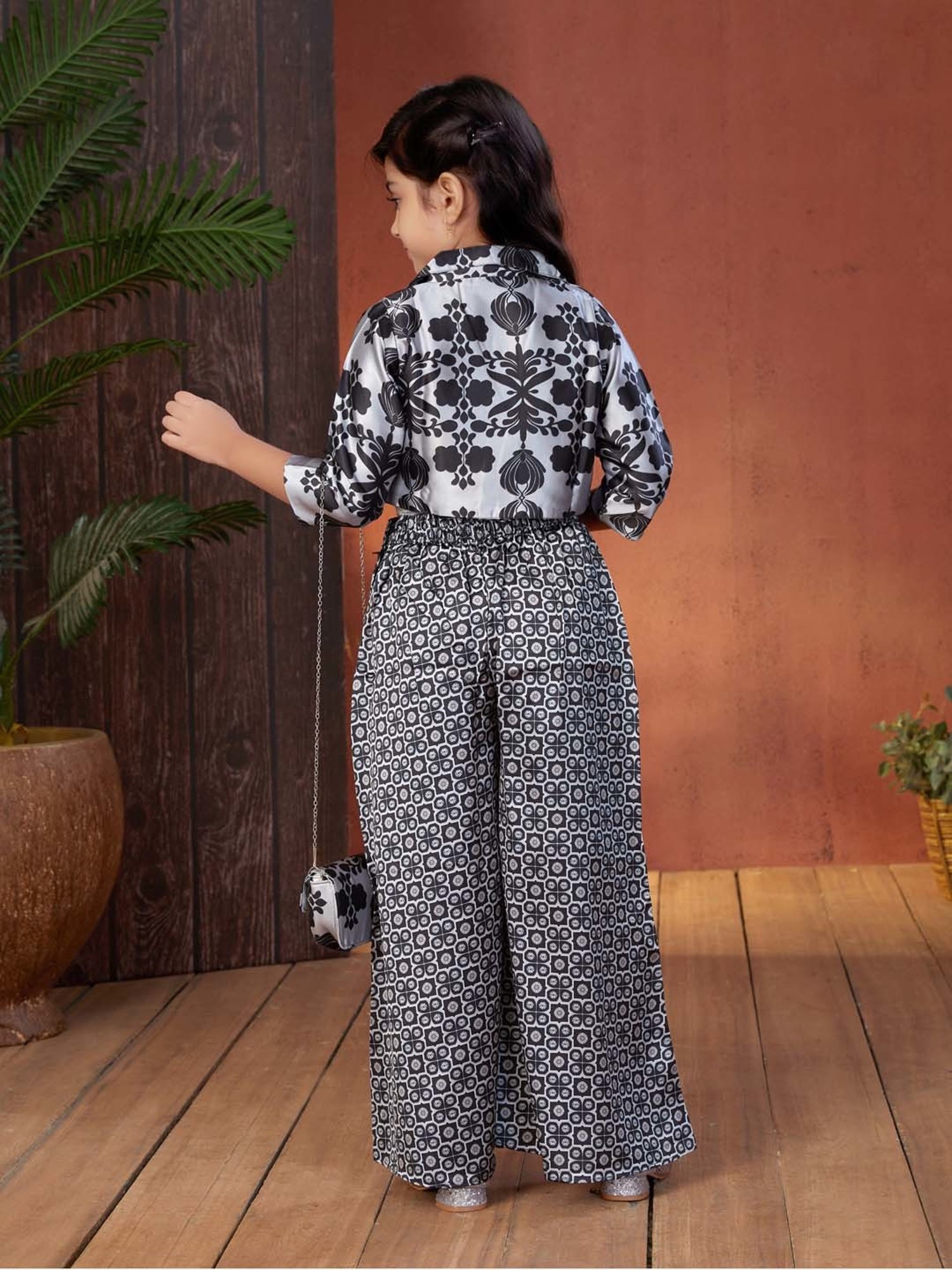 Peppermint Kids Purple & White Floral Print Top with Culottes