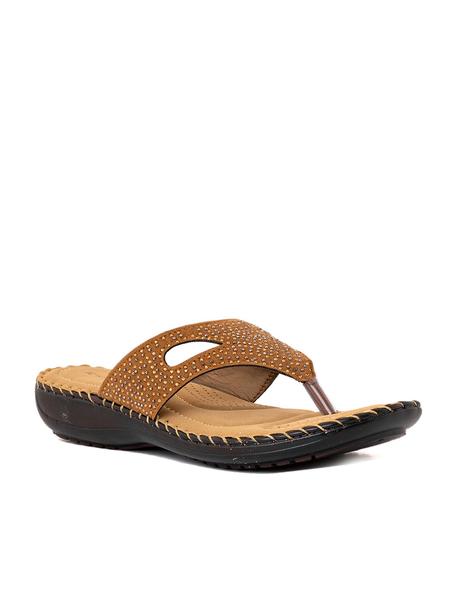 Khadim Women's Brown Thong Wedges