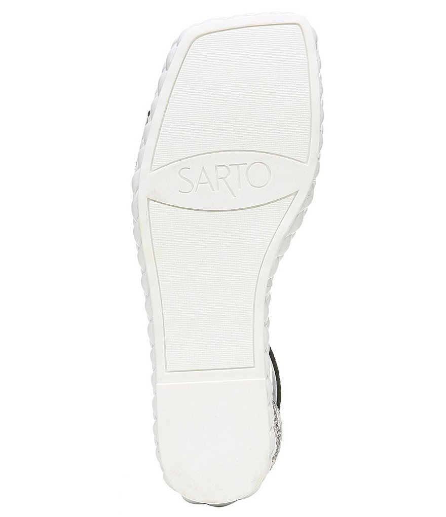 Sarto by Franco Sarto Tiana2 Square Toe Snake Print Leather Ankle Strap Platform Wedge Sandals