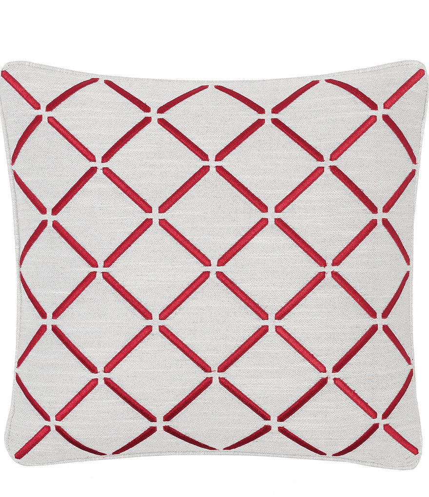 Rose Tree Savoy Diamond Pattern Embroidered Square Pillow