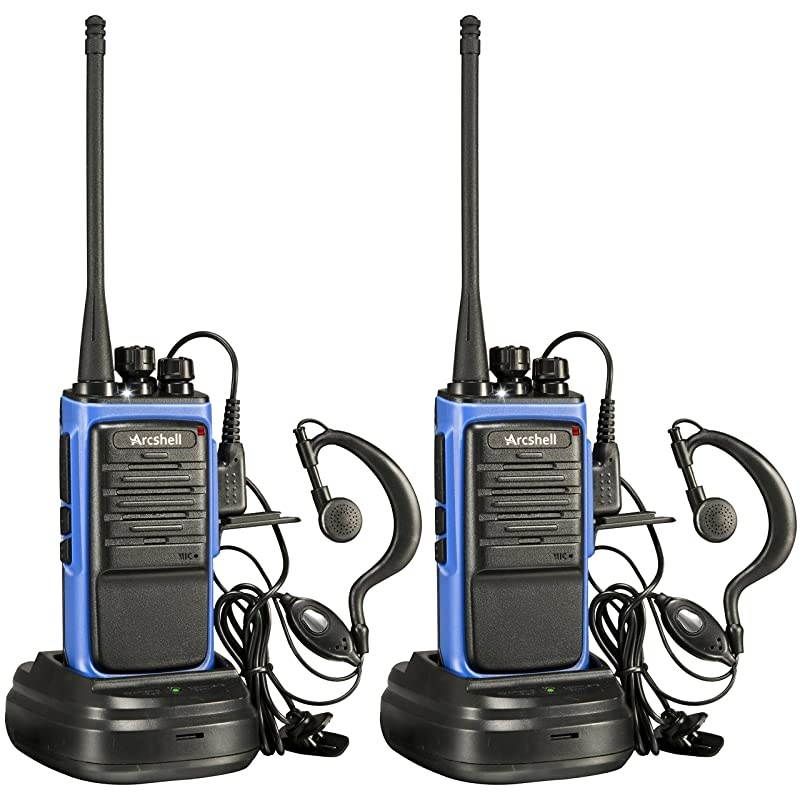 Rechargeable Long Range TwoWay Radios with Earpiece 2 Pack UHF 400470Mhz Walkie Talkies Liion Battery and Charger Included