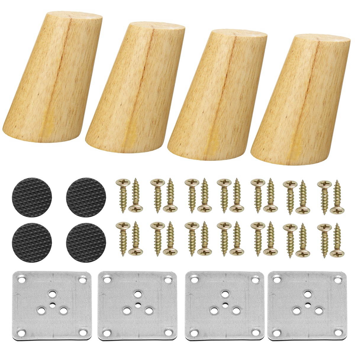 4Pcs/Set Solid Wooden Cone Angled Furniture Legs Kit Sofa Table Chair Stool Part Leg Support 8cm