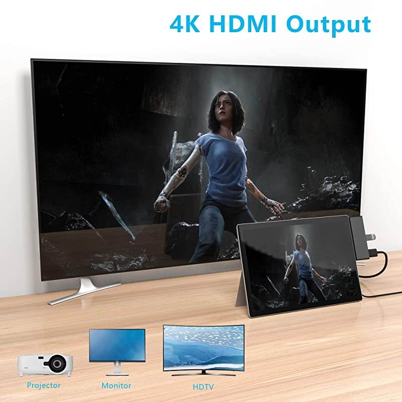 Surface Go Docking Station USB C HDMI Adapter for Surface Go  6in1 USB C Hub Adapter Dongle with 4K USB C to HDMI 2 USB 30 Ports 35mm Earphones JackSDTF Card ReaderSurface Go Hub