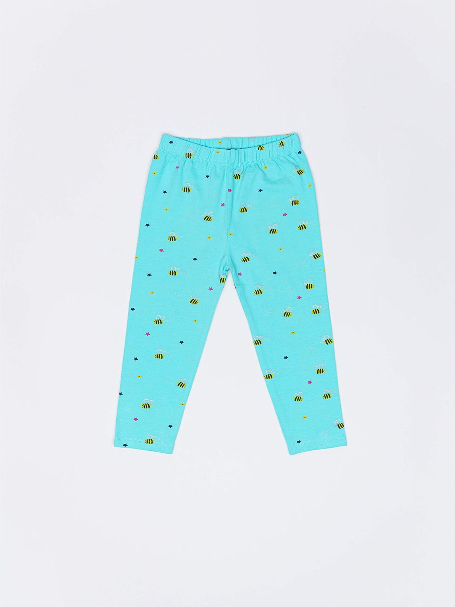 H by Hamleys Infants Girls Yellow & Blue Printed Leggings (Pack Of 2)