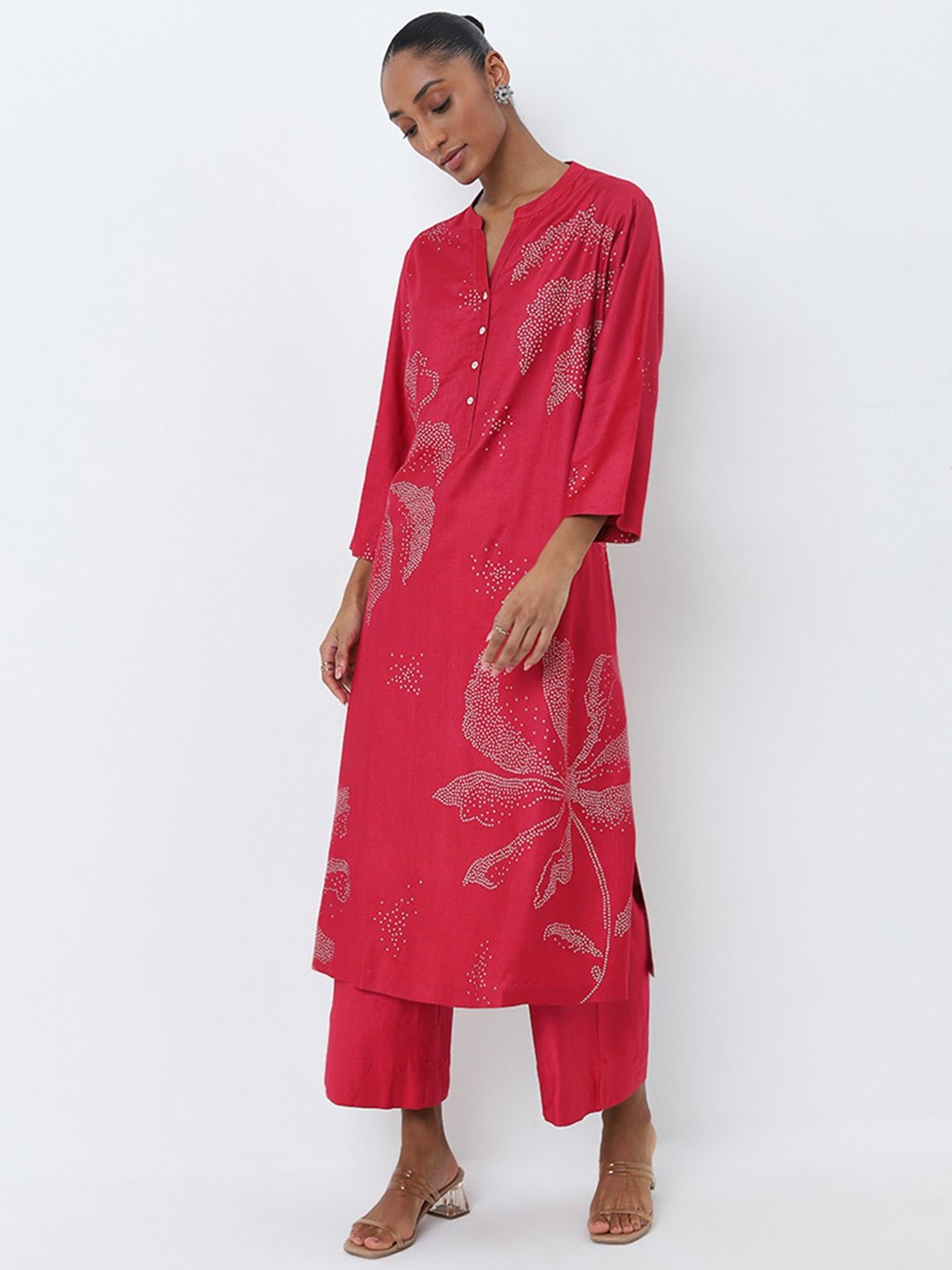 Zuba by Westside Magenta Solid High-Rise Palazzos