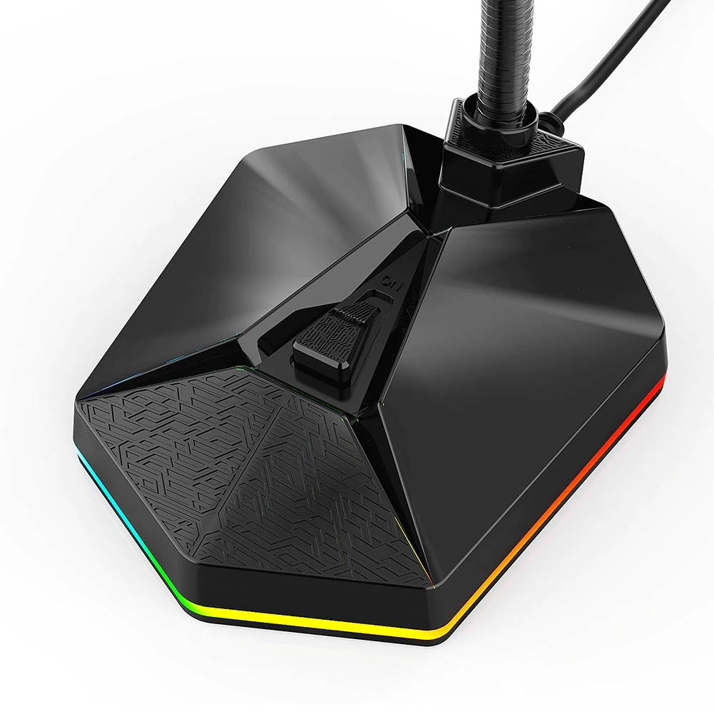 Professional USB Capacitive Microphone Desktop PC Studio Micphone Noise reduction Flexible Mic with RGB Light for Live Streaming