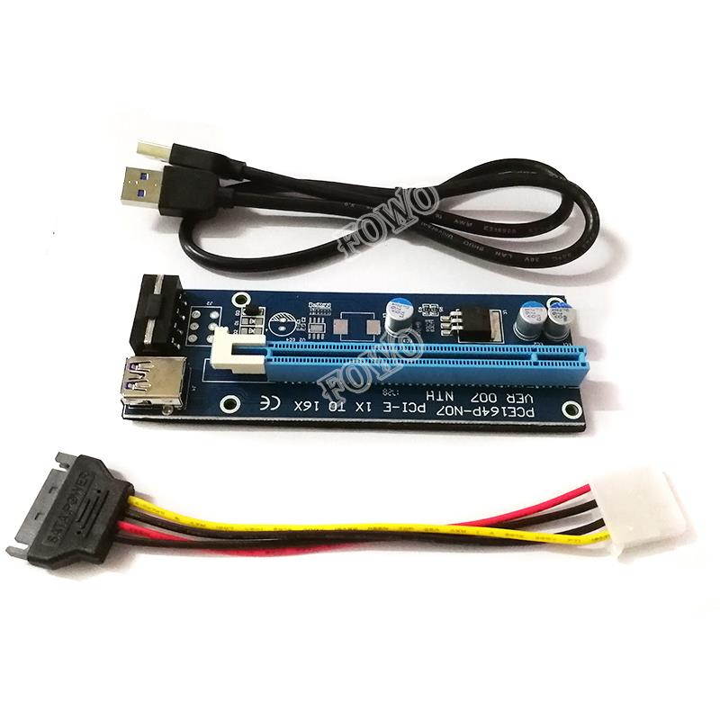 60cm PCI-E extender PCI Express Riser Card 1x to 16x USB 3.0 SATA to 4Pin IDE Molex Power for BTC Miner Machine