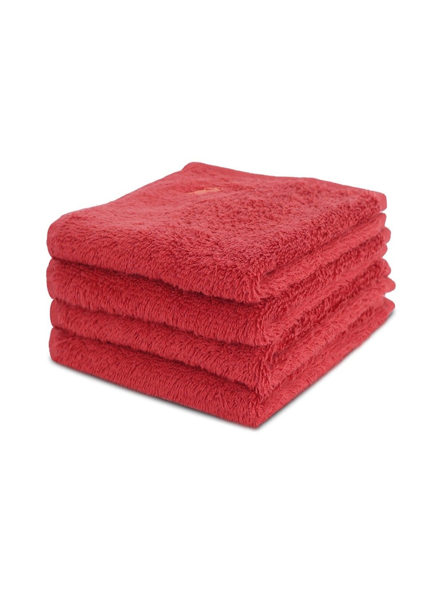 Maspar Red Cotton 550 GSM Face Cloths - Set of 4