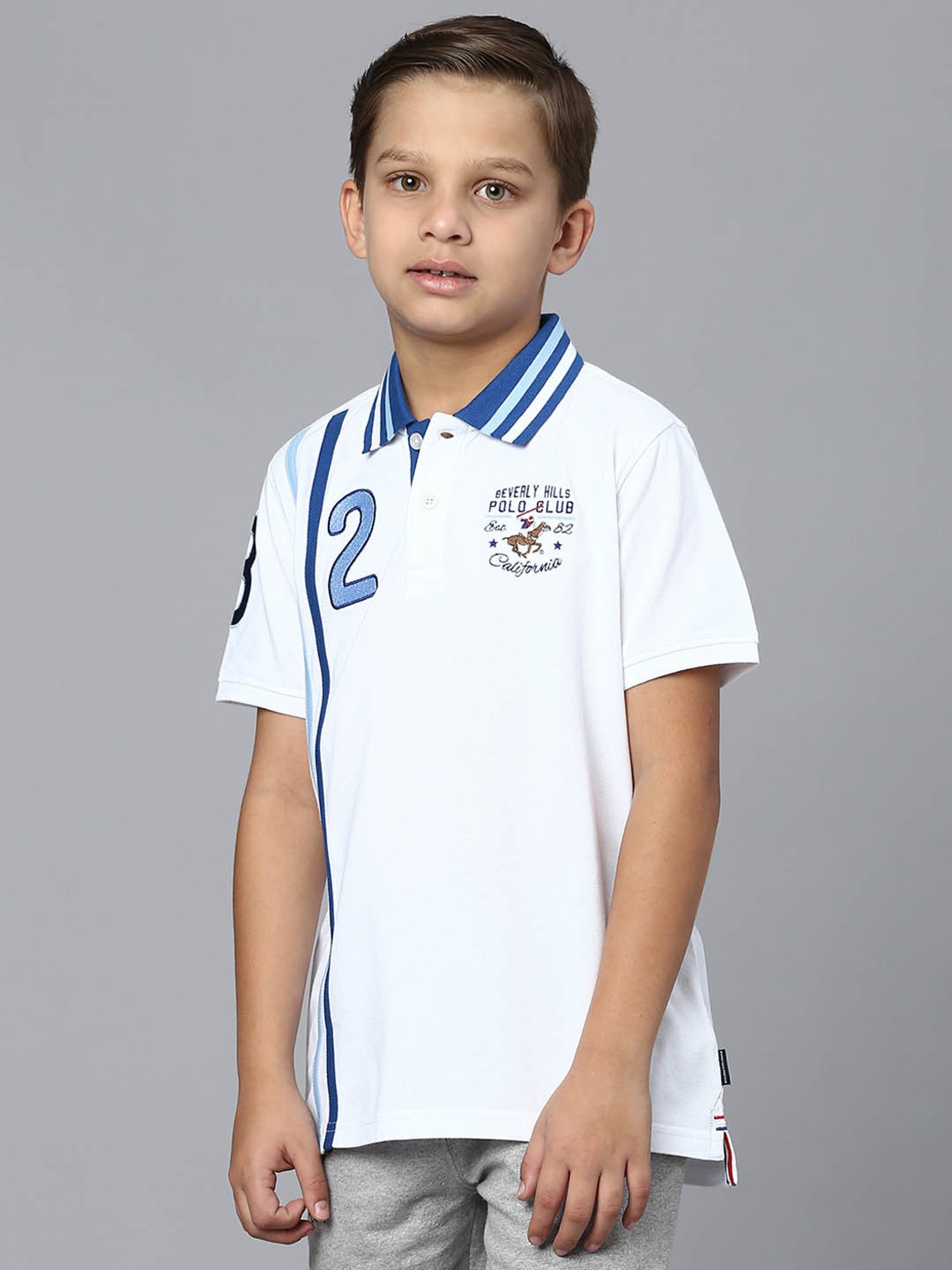 Beverly Hills Polo Club Kids White Printed Polo T-Shirt