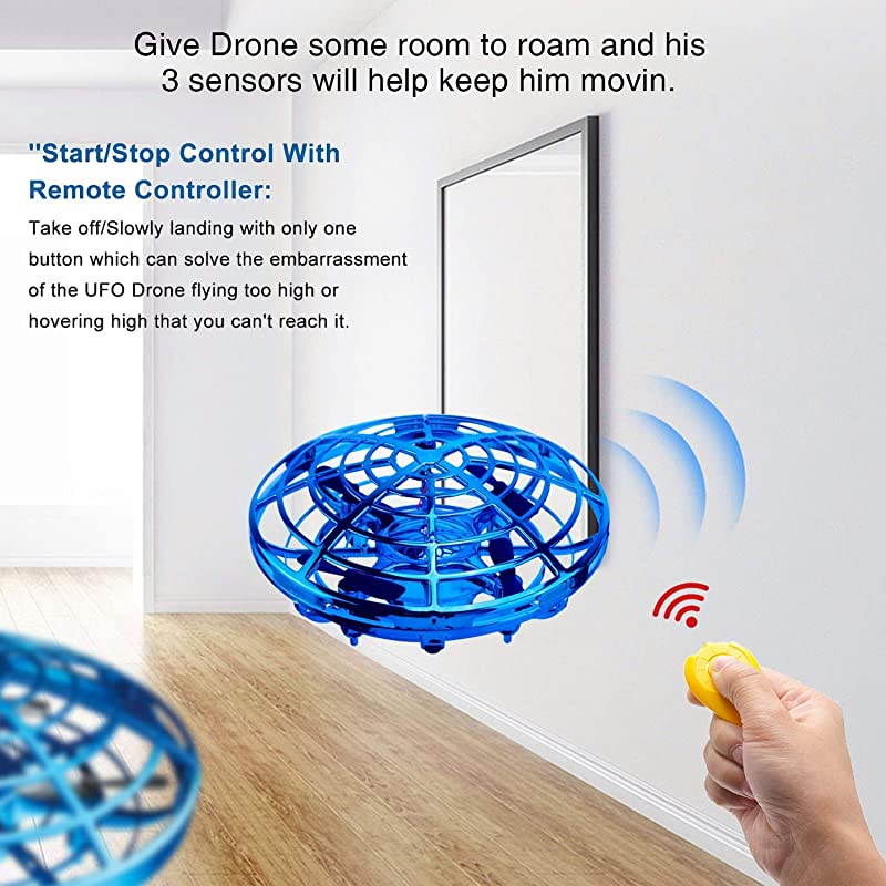 Drone RC Flying Toy for Kids Flying Ball Hand Controlled Quadcopter Light Up Flying Toys Two Speed AutoAvoid Obstacles 360Rotating Helicopter Outdoor Toys Fall Halloween Birthday Gifts