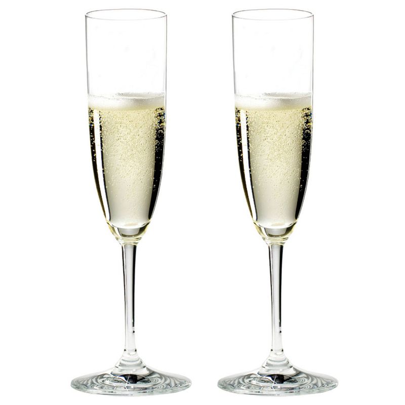 Riedel 6416/08-POL Vinum Champagne Dishwasher Safe Crystal Champagne and Rose Wine Drinking Glasses Stemware with Microfiber Polishing Cloth (8 Pack)