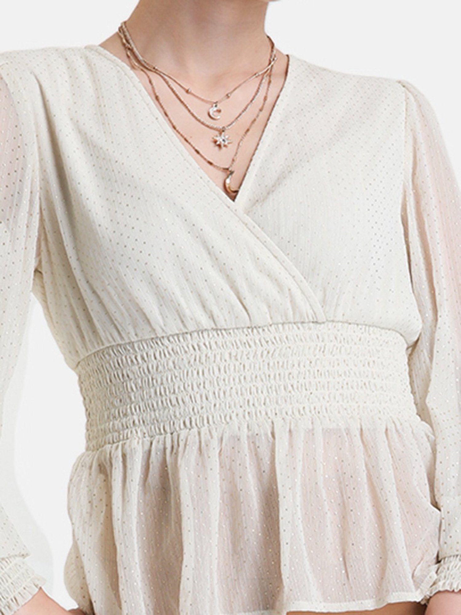 Kazo Off White Self Design Top