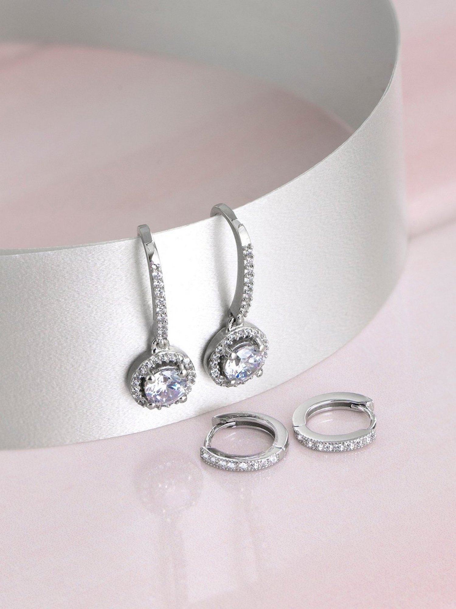 Zavya 92.5 Sterling Silver Drop & Hoop - Set of 2