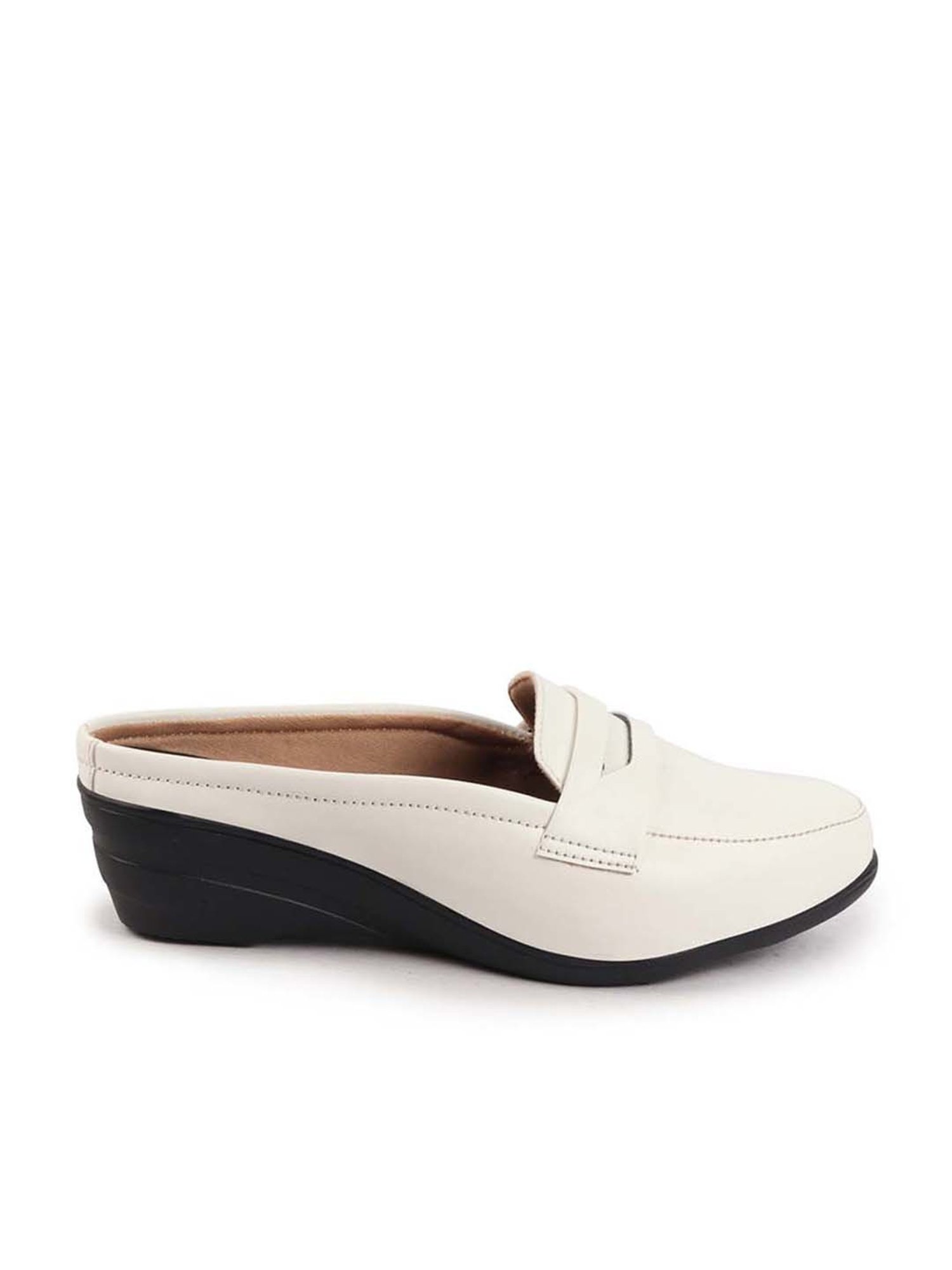 Fausto Women's White Mule Wedges
