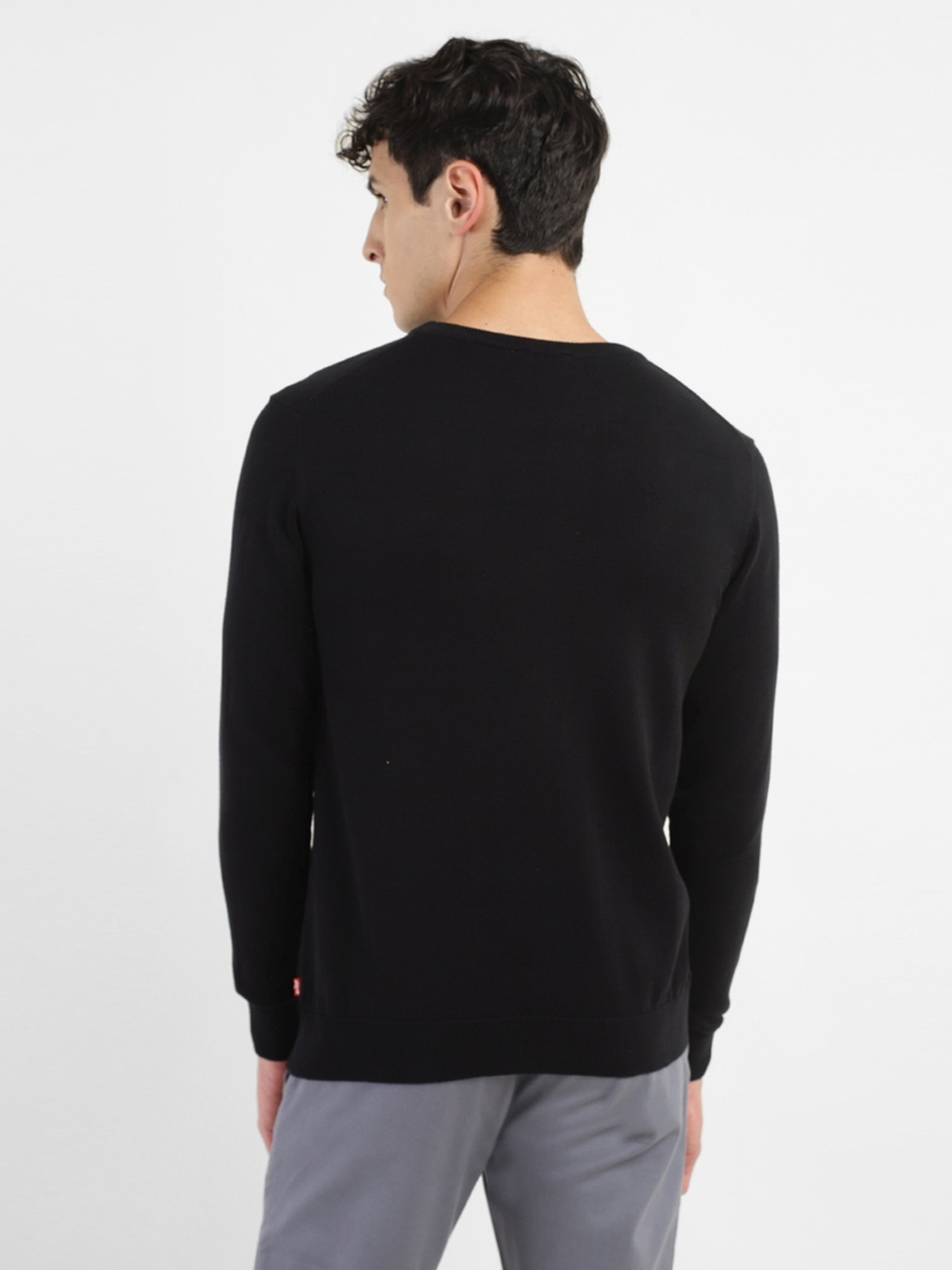Levi's Black Cotton Regular Fit Logo Printed Sweater
