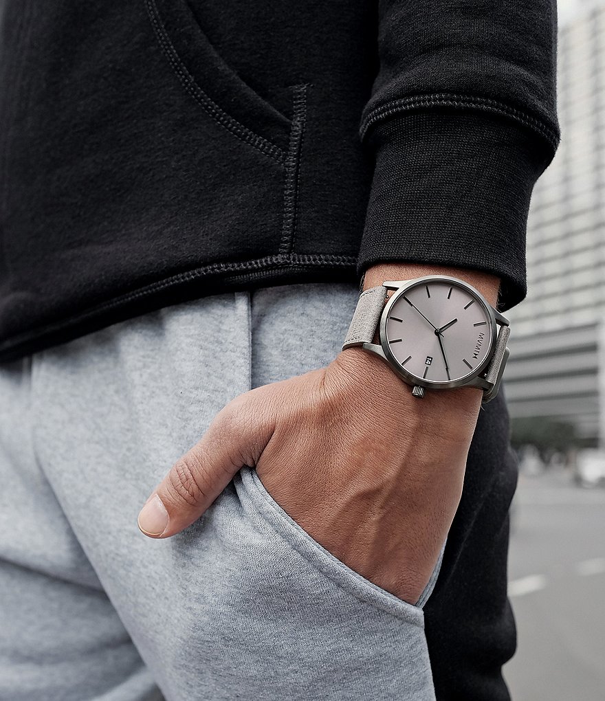 MVMT Classic Monochrome Gray Leather Strap Watch