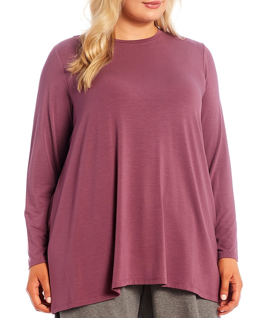 Eileen Fisher Plus Size Fine Stretch Jersey Knit Crew Neck Long Sleeve Tunic