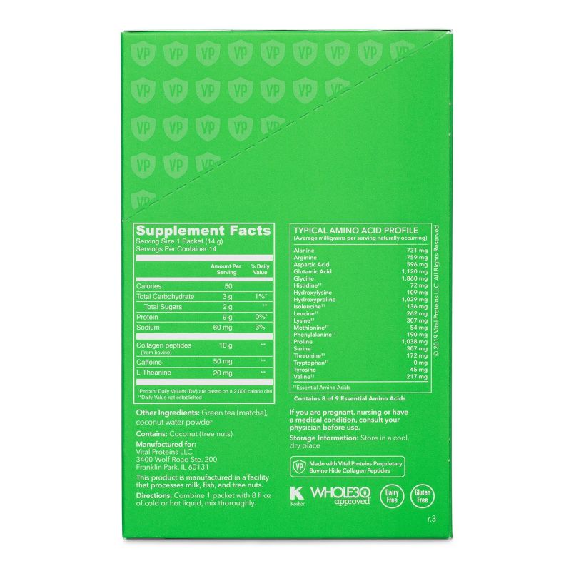 Vital Proteins Matcha Collagen Original Stick Pack Box - 14ct