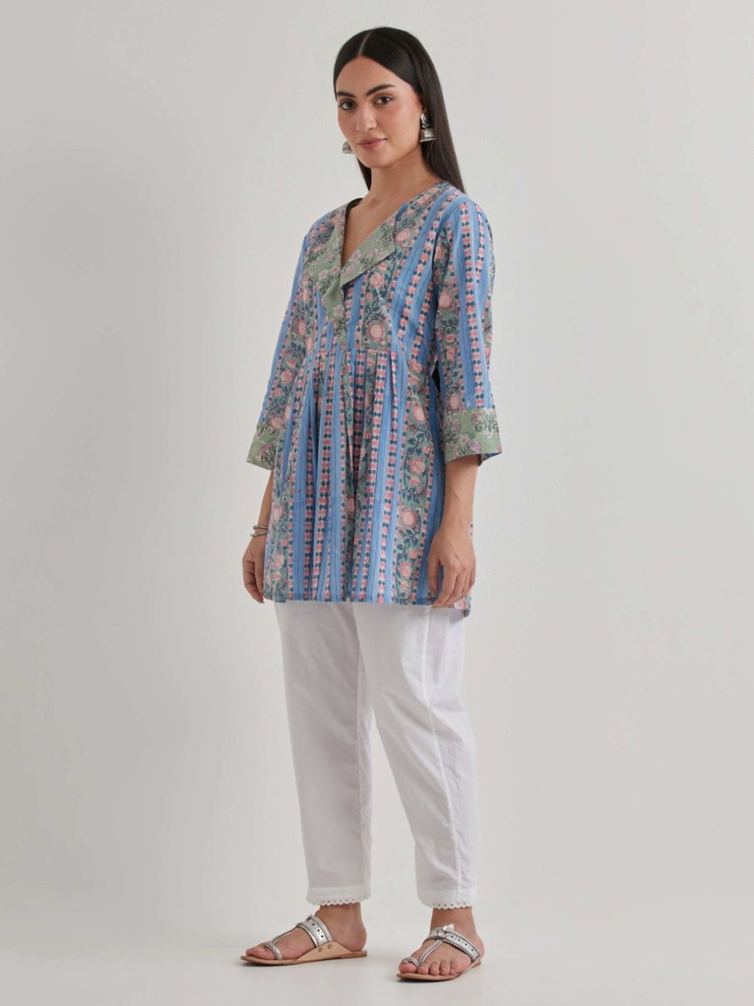 Priya Chaudhary Blue Varsha Cotton Printed Kurta