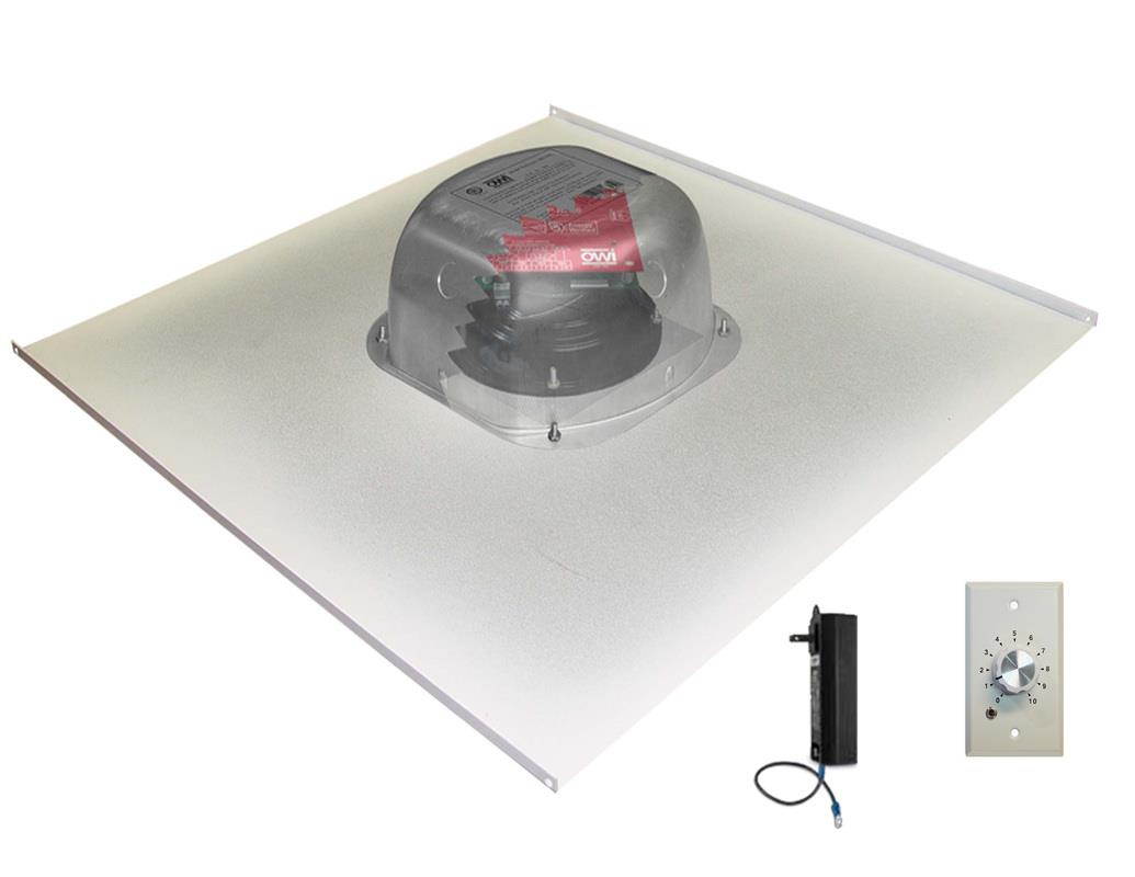 Two Source, Amplified, 6.5", Drop Ceiling Speakers with Bluetooth on a 2X2 Tile - One Speaker Package with Volume Control