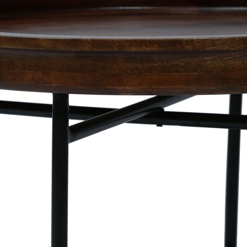 Nashua Modern Industrial Handcrafted Mango Wood Tray Top Coffee Table Walnut Brown/Black - Christopher Knight Home