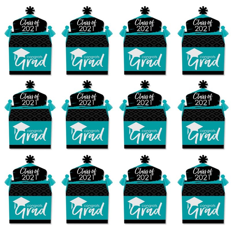 Big Dot of Happiness Teal Grad - Best is Yet to Come - Treat Box Party Favors - 2021 Turquoise Graduation Party Goodie Gable Boxes - Set of 12