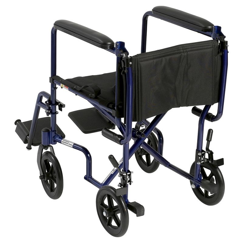 Drive Medical Lightweight Transport Wheelchair, 17" Seat, Blue