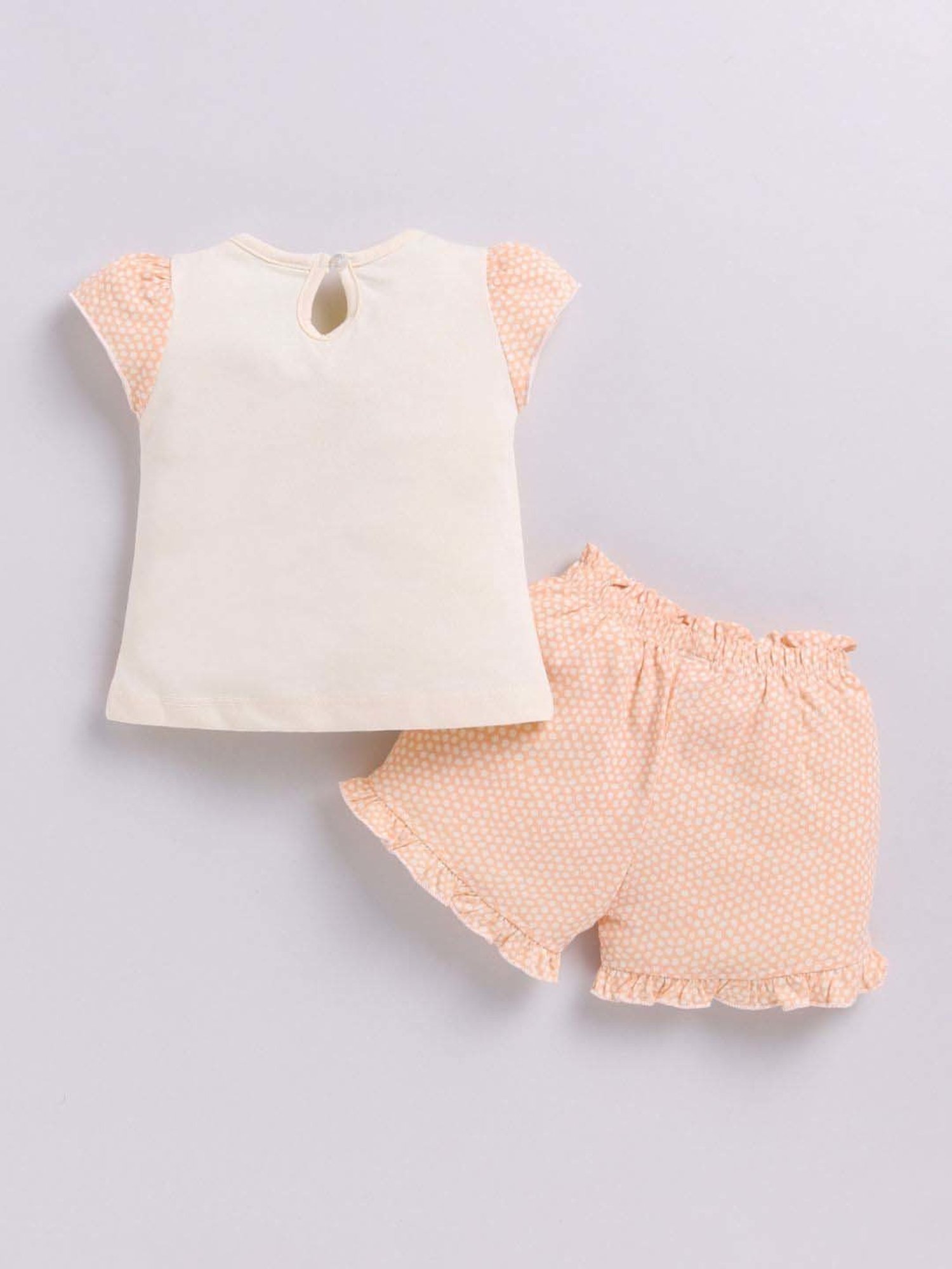 ANNIE Girls Brown Cotton Printed Top & Short sets