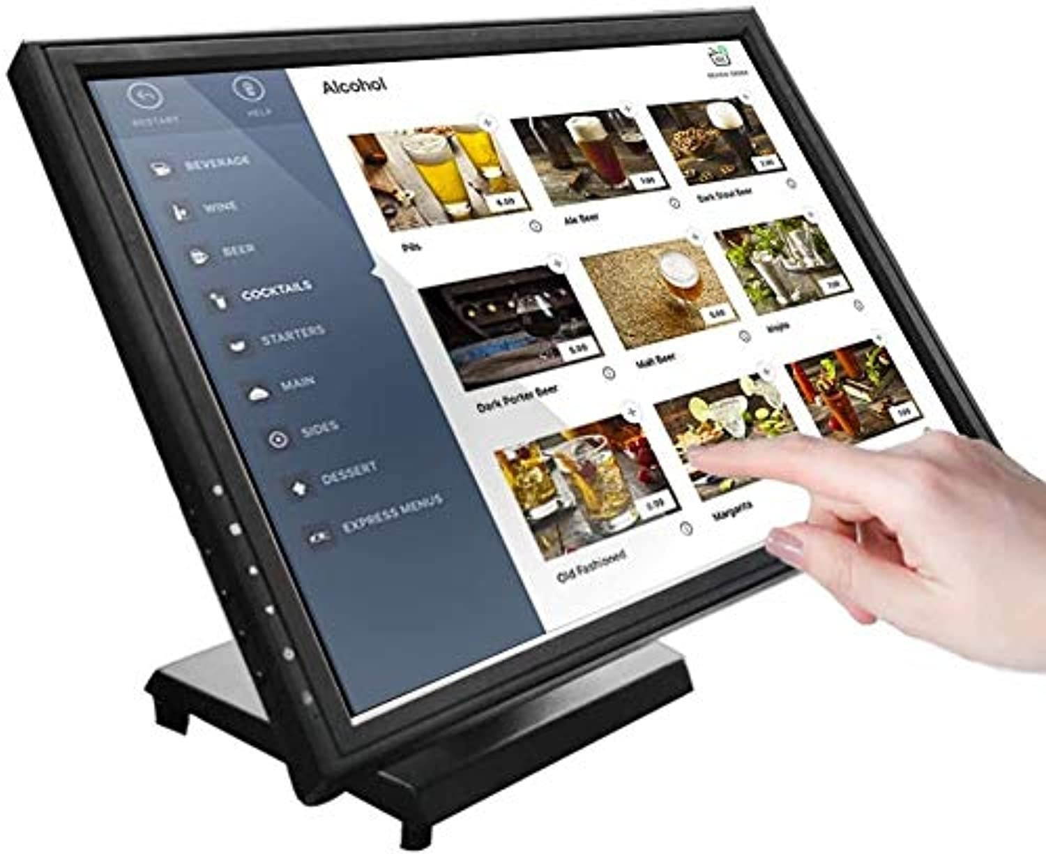 19-inch HDMI VGA Resistive 16:9 Touch Screen POS TFT LED Touchscreen Monitor with Metal POS Stand