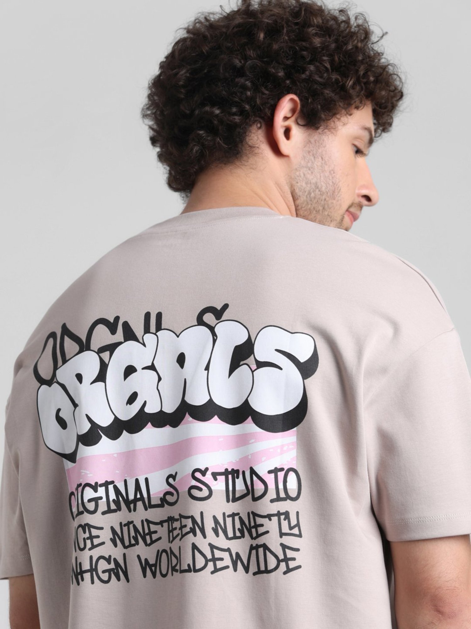 Produkt By Jack & Jones Sand Cotton Boxy Fit Printed T-Shirt