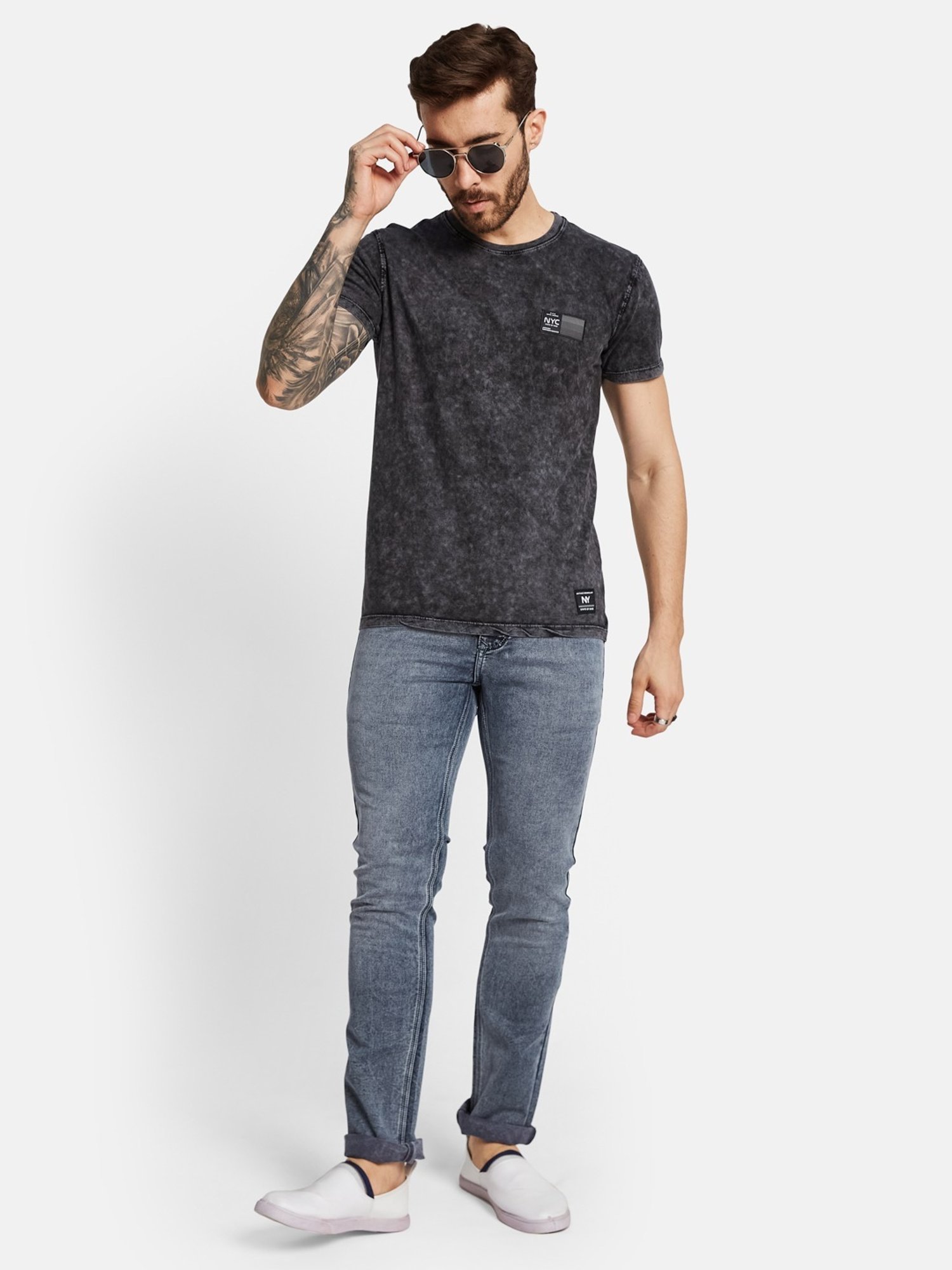 Octave Graphite Cotton Regular Fit Jeans