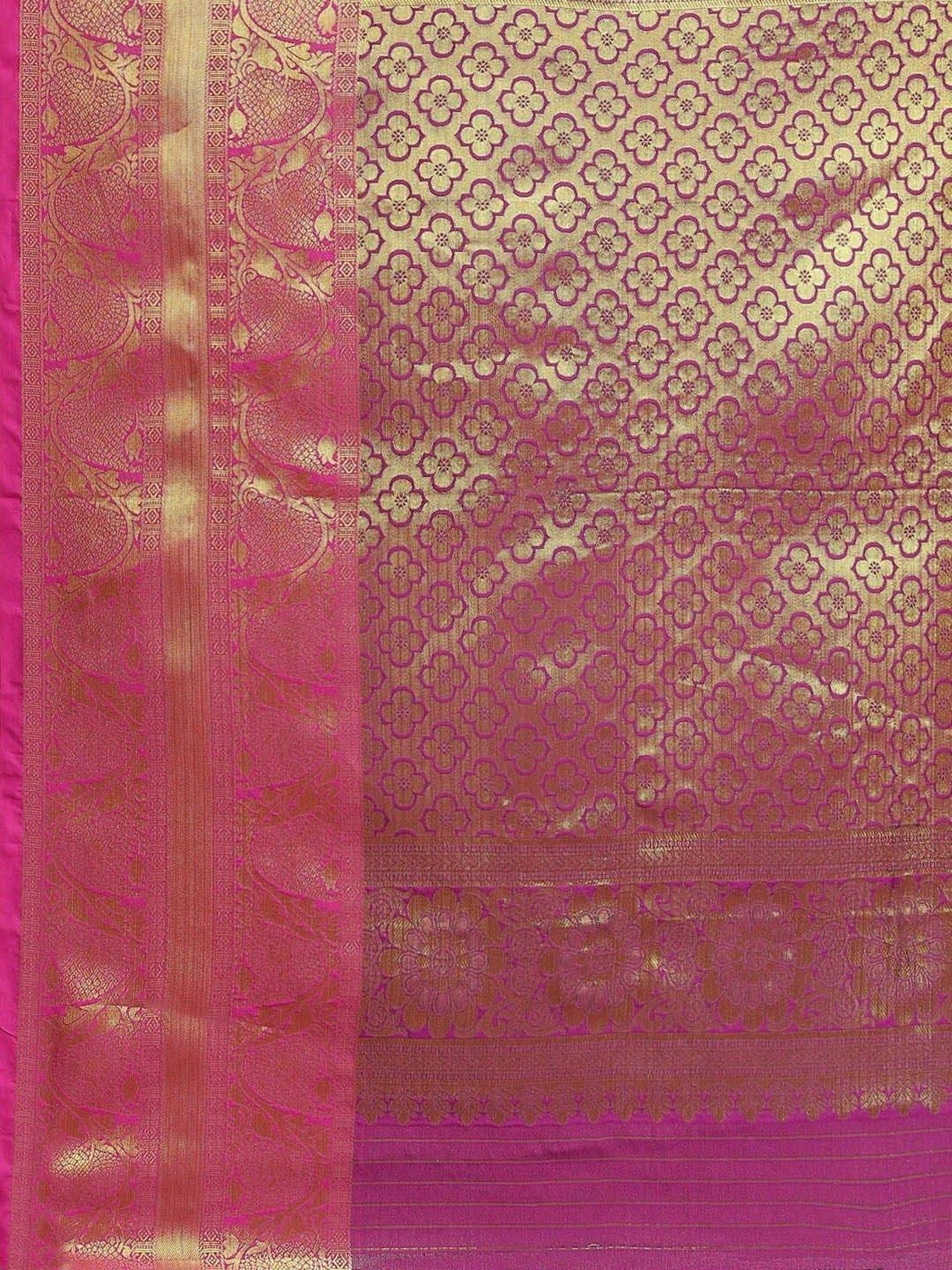 Silk Land Navy & Pink Woven Saree With Unstitched Blouse