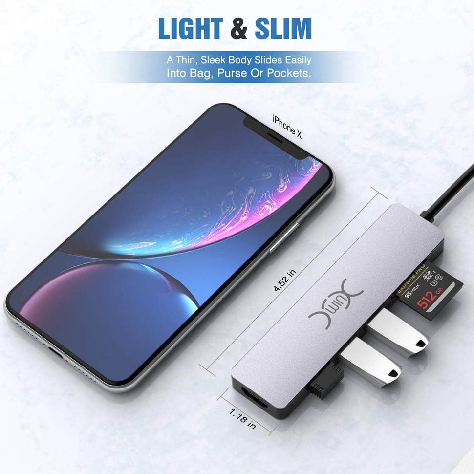 USB C to SD/MicroSD Card Reader, Nurbenn USB Type C[Thunderbolt 3] SD Adapter Compatible for MacBook Pro, MacBook,MacBook Air/iPad Pro 2018, Samsung Galaxy S10/S9/S8, Surface Book 2 and More - Gray