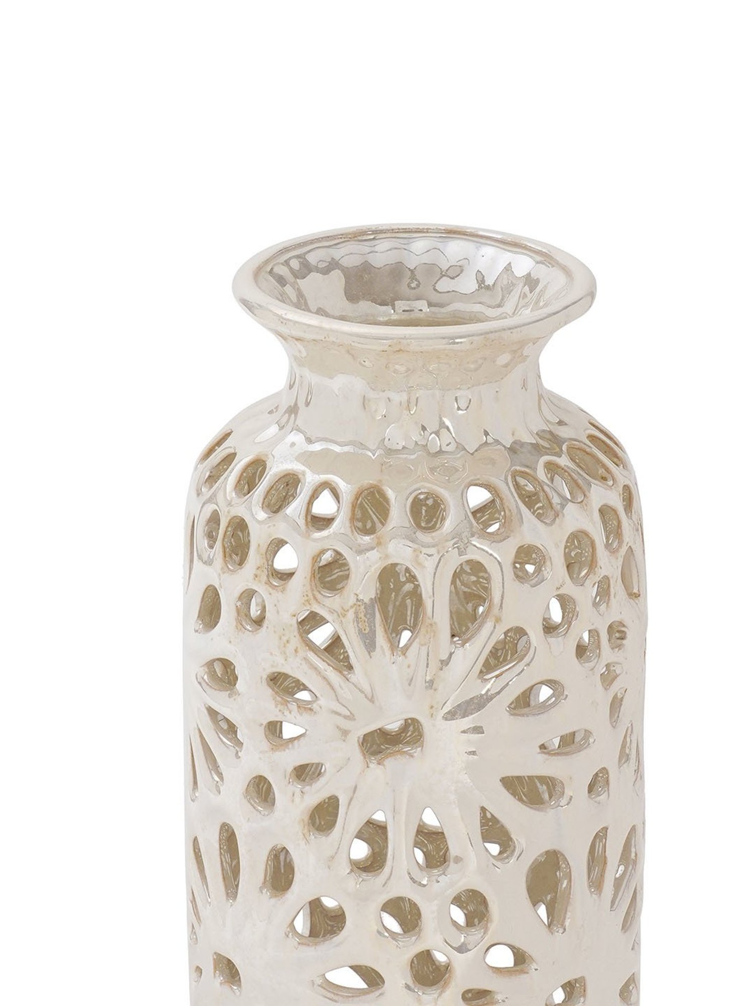Pure Home and Living Ivory Ceramic Cut Out Pattern Vase