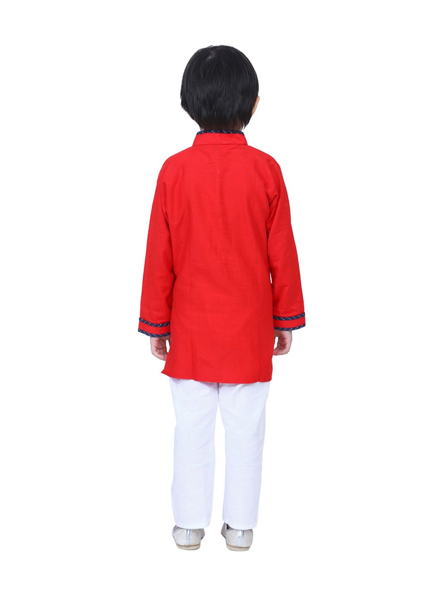 BownBee Kids Red Regular Fit Kurta & Pajamas