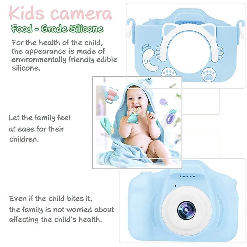 Camera Upgraded Kid Digital Camera for Girls and Boys,1080 IPS Child Video Camera Toys Gift for 3-10 Years Old Children [32GB Memory Card,Protective Shell Include] (Blue)