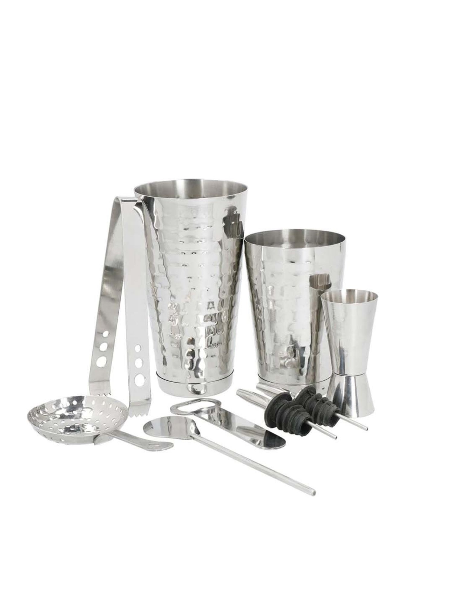 BarCraft Silver Stainless Steel Shaker (0.75 L) with Jigger - Set of 8