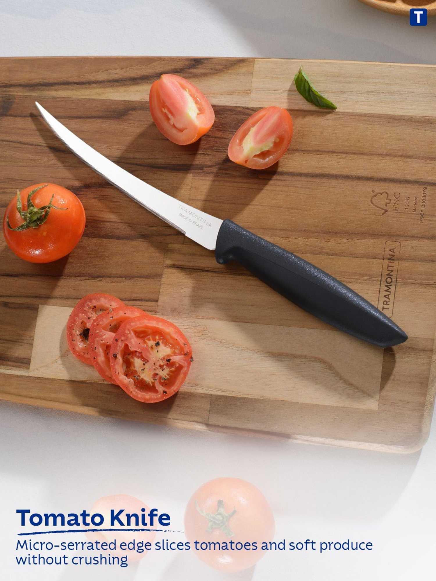 Tramontina Plenus Stainless Steel Set of 3 Knife, Vegetable Knife, Tomato Knife & Fruit Knife