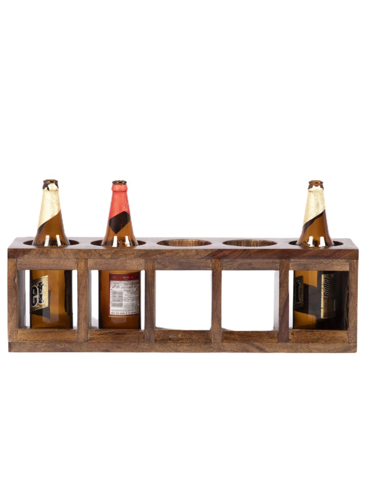 Ikiriya Kassel Solid Brown Wood Wine Rack Teak Finish