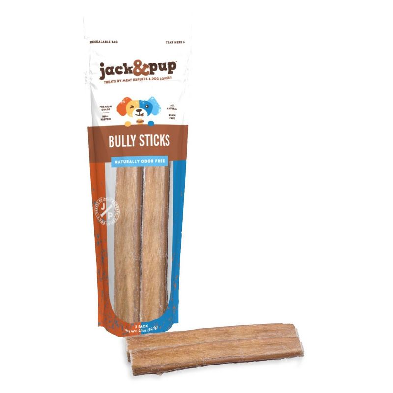 Jack&Pup Thick Bully Sticks Beef Dog Treats - 2ct